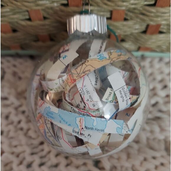 World / Globe Ornaments 2= world 1= Shredded World Map = 3 Ornaments - Picture 3 of 3